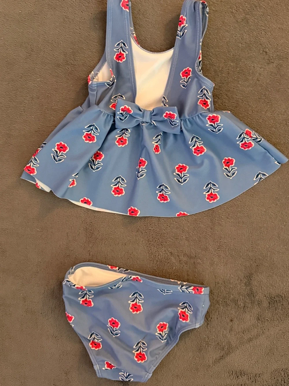 Girls Blue Floral Two-Piece Swim Set
